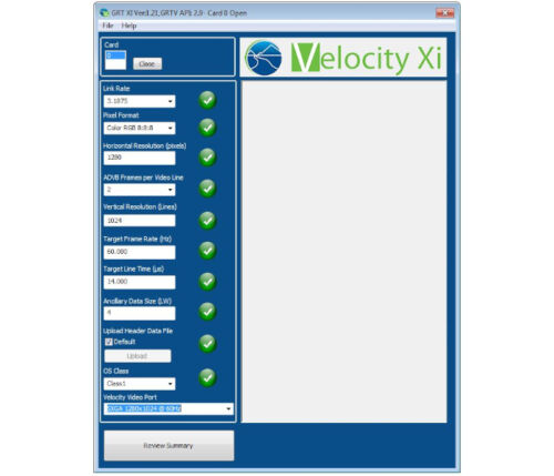 arinc 818 frame grabber generation conversion - Velocity XI GUI Correct